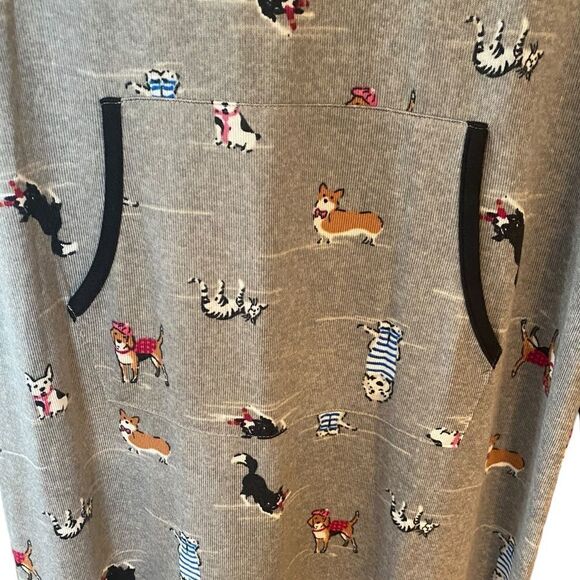 Comfort Code Sz XS Gray Puppy Dog Print Henley MIDI Cozy Sleep Pajama Shirt - Picture 5 of 8